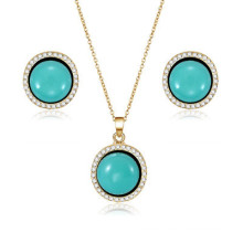 Fashion Jewelry Set Turquoise Pendant Necklace Earrings